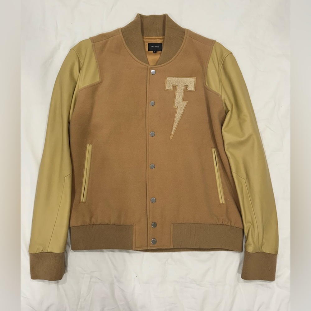 Tackma Varsity Jacket - Tan - Size Large